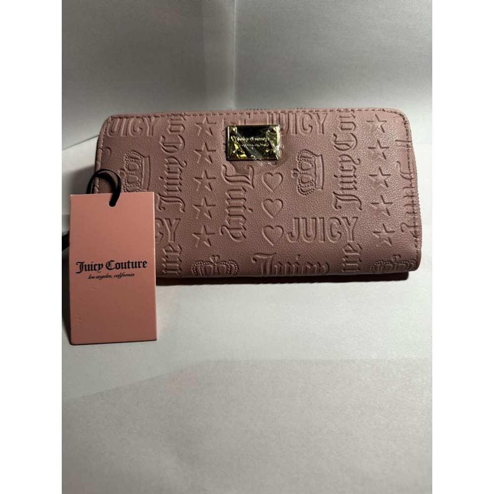 JUICY COUTURE Dusty Blush Pink Embossed Zipper Closure Wallet - Picture 2 of 12